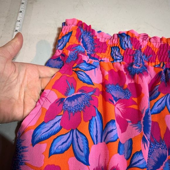 NWT Rose + Olive Women's Floral High Waist Crop Wide Leg Pants Blue Pink Size 3X - Picture 11 of 14
